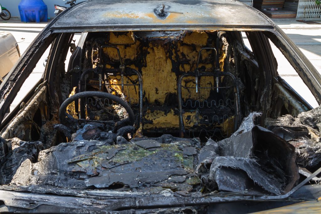 Car interior after fire