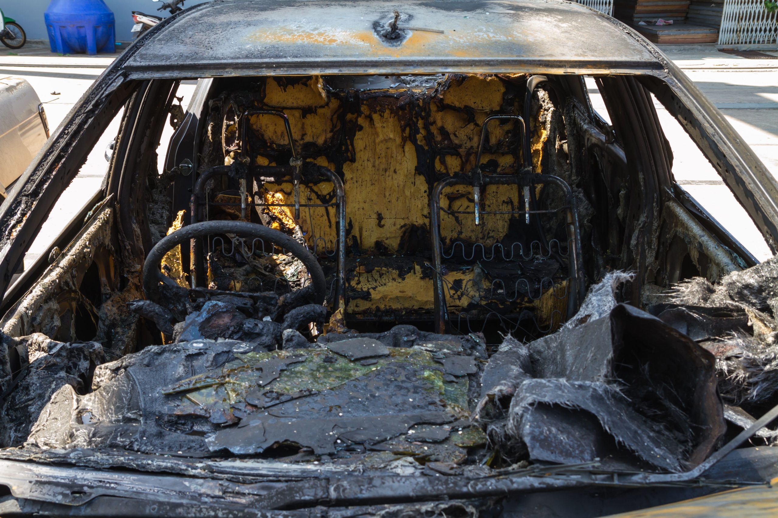 Car interior after fire