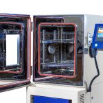 Open temperature and climate test chamber used for temperature cycling and thermal shock testing.